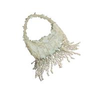 Uqezagpa Bolsa de lentejuelas con cuentas y cadena de borlas, bolso de noche práctico de poliéster, diseño compacto para una noche de lujo esencial