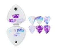 Uqezagpa Bolsa de piel sintética para púas de guitarra con 6 organizadores de púas, estuche para púas de guitarra, 1,5 mm., Luz, Diseño transparente de serpentina morada