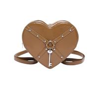 Uqezagpa Bolso bandolera de piel sintética con forma de corazón con remaches para mujer, bolso de mano con remaches para motocicleta, bolsa de remache, Bn, One Size