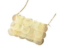 Uqezagpa Bolso cruzado de lujo con cuentas y textura artesanal con cadena, bolso de fiesta de graduación, bolso de hombro ligero trenzado retro para ocasiones sociales