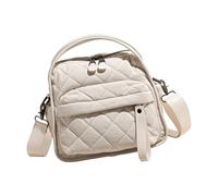 Uqezagpa Bolso cruzado ligero acolchado de tela con correa ajustable para viajes, viajes, uso casual, elegante bolsa acolchada, White