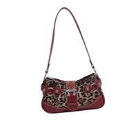 Uqezagpa Bolso de hombro de moda para mujer, estampado de leopardo, hebillas retro, piel sintética, bolso de noche para varias ocasiones, Red