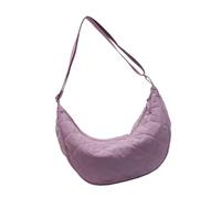 Uqezagpa Bolso de hombro ligero de nailon con diseños acolchados, correa ajustable para viajeros y estudiantes, elegante accesorio de ropa de calle, Purple, One Size