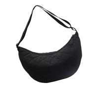Uqezagpa Bolso de hombro ligero de nailon con diseños acolchados, correa ajustable para viajeros y estudiantes, elegante accesorio de ropa de calle, Black, One Size
