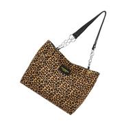 Uqezagpa Bolso de mano de poliuretano de gran capacidad con estampado de leopardo para mujer, uso casual, bolsa de trabajo con estampado de leopardo de moda, Amarillo