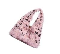 Uqezagpa Bolso de noche moderno con purpurina, diseño de lentejuelas, correa desmontable, poliéster suave, acento mullido, práctico, para uso diario, bolso cruzado para niñas, d, Large