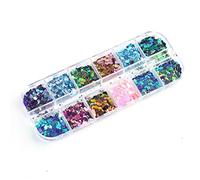 Uqezagpa Bonitas copos de uñas camaleón con purpurina, 12 colores, decoración de lentejuelas para colorear