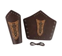 Uqezagpa Brazalete medieval con relieve, protector de muñeca ajustable de piel sintética, accesorios para juegos de rol, muñequeras y cinturón, 1 par, Talla única