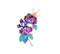 Uqezagpa Broche de perlas elegantes y peonía esmaltada para mujer, accesorio de joyería de ramillete de moda para vestidos, Size 5.5x3.4cm/2.17x1.34inch, Metal