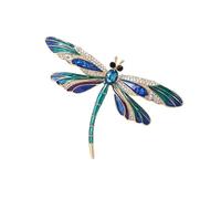 Uqezagpa Broche retro de libélulas de cristal, elegante, con diamantes de imitación, accesorio de solapa para mujeres y niñas, SizeApprox.5x7.4cm/1.97x2.91inch, Metal, Berilo