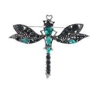 Uqezagpa Broche retro de libélulas de cristal, elegante, con diamantes de imitación, accesorio de solapa para mujeres y niñas, SizeApprox.6.1x4.8cm/2.4x1.89inch, Metal, Berilo