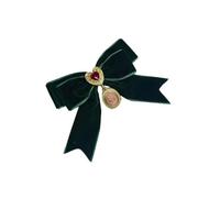 Uqezagpa Broche vintage de terciopelo con lazo en forma de corazón para elegantes estilos franceses, accesorios de moda, 7X11CM, Correa de terciopelo, aleación, Berilo