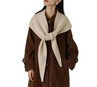 Uqezagpa Bufanda de lana de invierno para mujer, diseño triangular, suave, de gran tamaño, cubierta fría, cómoda cubierta para el cuello, bufanda de invierno de gran tamaño para mujer, beige, Talla