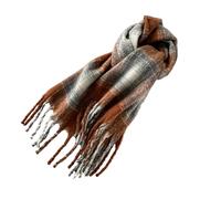 Uqezagpa Bufanda de moda suave a cuadros de mohair, cuello para mujeres y hombres, ropa cálida y elegante para invierno, ropa esencial, casual, formal, poliéster para mujer, caramelo, Talla única