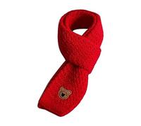 Uqezagpa Bufanda de punto cálida de invierno para niños, unisex, gruesas, cálidas, patrón de oso de dibujos animados, silenciador largo, pañuelo de punto para bebé, protección cálida, rosso, Talla
