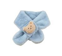 Uqezagpa Bufanda para niños, diseño de dibujos animados, suave, con patrón de oso, ligero, para calidez en invierno, calentador de cuello para niños, azul, Talla única