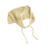 Uqezagpa Bufanda triangular de punto hueca, transpirable, multiusos, para mujeres, adolescentes, uso al aire libre, viajes, multiusos, triangular, beige, Talla única