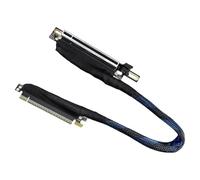 Uqezagpa Cable extensor gráfico flexible de 270 grados en ángulo recto PCIe 5.0 X16, terminal trenzado con revestimiento plateado, cable de extensión de GPU trenzado