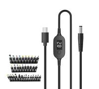 Uqezagpa Cable PD140W tipo C a DC5525 para voltajes ajustables de carga de 5 V a 28 V con cable de visualización de voltajes de lectura digital