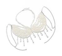Uqezagpa Cadena corporal de perlas de longitud ajustable, accesorio de joyería portátil para playa y noche, 15cm x 15cm x 2cm, perlas de imitación, Berilo