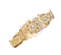 Uqezagpa Cadena de cintura de metal con diamantes de imitación para accesorios étnicos, corsé ajustable para varios tipos de cuerpo y ocasiones formales, cadena de Oriente Medio para mujer, L, Talla