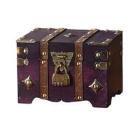 Uqezagpa Caja de almacenamiento de madera con bloqueo sin fecha, diseño de estilos vintage, combinación segura, interior espacioso para coleccionables, organizadores de coleccionables vintage