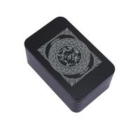 Uqezagpa Caja organizadora rectangular de metal, caja de almacenamiento de tarjetas, dinero, monedas, caramelos, tarots de negocios, lata de almacenamiento de tarjetas de arte