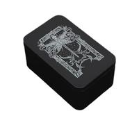 Uqezagpa Caja organizadora rectangular de metal, caja de almacenamiento de tarjetas, dinero, monedas, caramelos, tarots de negocios, lata de almacenamiento de tarjetas de arte