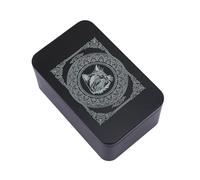 Uqezagpa Caja organizadora rectangular de metal, caja de almacenamiento de tarjetas, dinero, monedas, caramelos, tarots de negocios, lata de almacenamiento de tarjetas de arte