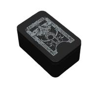 Uqezagpa Caja organizadora rectangular de metal, caja de almacenamiento de tarjetas, dinero, monedas, caramelos, tarots de negocios, lata de almacenamiento de tarjetas de arte