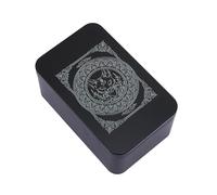 Uqezagpa Caja organizadora rectangular de metal, caja de almacenamiento de tarjetas, dinero, monedas, caramelos, tarots de negocios, lata de almacenamiento de tarjetas de arte