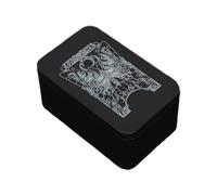 Uqezagpa Caja organizadora rectangular de metal, caja de almacenamiento de tarjetas, dinero, monedas, caramelos, tarots de negocios, lata de almacenamiento de tarjetas de arte