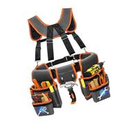 Uqezagpa Cinturón magnético para herramientas para electricistas y carpinteros con bolsas desmontables para clavos, soporte para martillo y cinta métrica