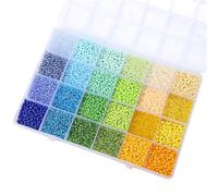 Uqezagpa Colección de cuentas de cristal surtidas en caja de almacenamiento de 24 compartimentos para entusiastas de las manualidades y artistas
