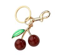 Uqezagpa Colgante único de cerezas de resina con diseños de leopardo para mujer de moda y accesorio, Height 9.5CM* Width 5CM, Resina y aleación