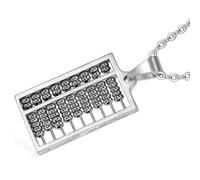 Uqezagpa Collar con colgante de ábaco de acero inoxidable con cadena ajustable para entusiastas de la moda y las matemáticas, 3.35*1.9, acero de titanio, No es una piedra preciosa
