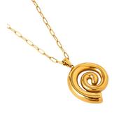 Uqezagpa Collar con colgante de caracola en espiral para mujer, impermeable, acero inoxidable, regalo moderno, collar de playa para mujer, One Size, como se describe, como se describe