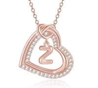 Uqezagpa Collar con colgante de corazón con inicial personalizable con circonita brillante para mujeres y parejas casuales a la moda, 2cm, Metal, No es una piedra preciosa