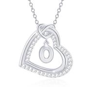 Uqezagpa Collar con colgante de corazón con inicial personalizable con circonita brillante para mujeres y parejas casuales a la moda, 2cm, Metal, No es una piedra preciosa