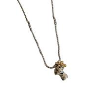 Uqezagpa Collar con colgante de seta de acero con piedra de ojo de animal a juego, varios estilos, delicado para estilos únicos, Length 715.5, acero de titanio de piedra, No es una piedra preciosa