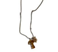 Uqezagpa Collar con colgante de seta de acero con piedra de ojo de animal a juego, varios estilos, delicado para estilos únicos, Length 715.5, acero de titanio de piedra, No es una piedra preciosa