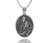 Uqezagpa Collar con colgante religioso de acero inoxidable para hombre con diseño religioso de cuello, Size approx. 26x36mm/1.02x1.42inch, acero de titanio, No es una piedra preciosa