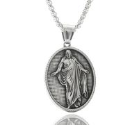 Uqezagpa Collar con colgante religioso de acero inoxidable para hombre con diseño religioso de cuello, Size approx. 26x36mm/1.02x1.42inch, acero de titanio, No es una piedra preciosa