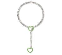 Uqezagpa Collar de cadena cubana con dije de corazón, hecho a mano, estilo punk, Lariat, cadena de cuello en Y, longitud ajustable, joyería de cadena de clavícula, 60cm, Metal, No es una piedra
