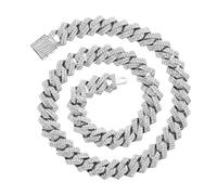 Uqezagpa Collar de cadena de eslabones cubanos de diamantes de moda estilo hip hop, accesorio de joyería de moda para mujeres y hombres de moda con colgante de diseños únicos, 24inch X 60cm, como se