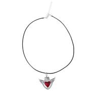 Uqezagpa Collar de corazón asustado con colgante de corazón asustado, cadena de cuello delicada cadena de clavícula, 455cm, Metal, No es una piedra preciosa