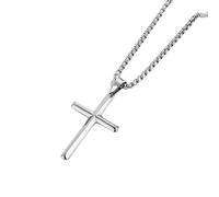 Uqezagpa Collar de crucifijo para mujeres y hombres, hipoalergénico, longitud ajustable, cadena religiosa, cómoda de llevar, fe, SizeApprox.2.2x3.6cm/0.87x1.42inch, acero de titanio, No es una piedra