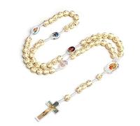 Uqezagpa Collar de rosario de cadena de cuentas con colgante de cruz, rosario católico simple para colgante religioso católico, moderno, elegante y religioso, Medio, como se describe, como se describe