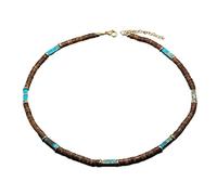 Uqezagpa Collar retro creativo de moda para el cuello hecho de cuentas de madera de coco marrón y colgante de piedra natural, collar de cuentas creativas, talla única, como se describe, como se