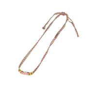 Uqezagpa Collar tribal hecho a mano de cuerda trenzada con dije de letra, decoración portátil para mujer, accesorios de fiesta, Size Length 65cm/25.59inch, acero de titanio, No es una piedra preciosa